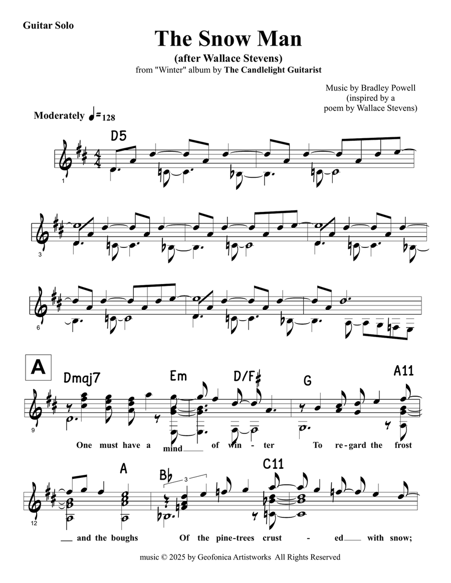 The Snow Man (after Wallace Stevens) Acoustic Guitar scores gallery preview page 2