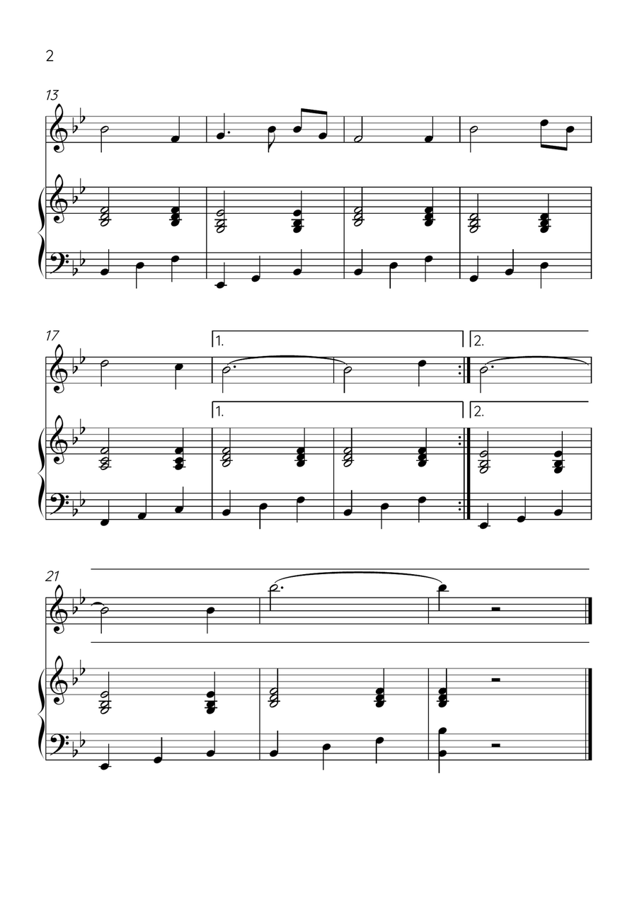 Amazing Grace - Trumpet Bb and Piano in Bb Major - Easy Level B-Flat Trumpet scores gallery preview page 2