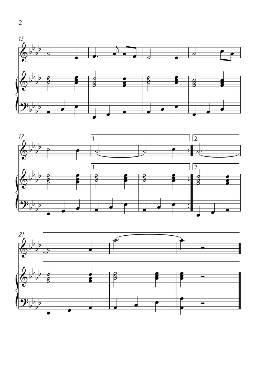 Amazing Grace - Trumpet Bb and Piano in Ab Major - Easy Level B-Flat Trumpet scores gallery preview page 2