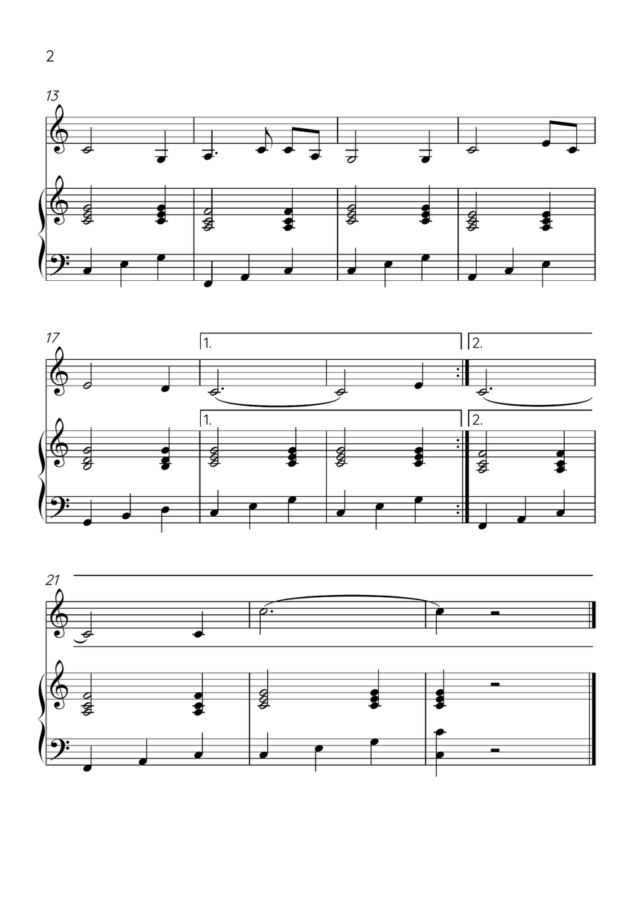 Amazing Grace - Trumpet Bb and Piano in C Major - Easy Level B-Flat Trumpet scores gallery preview page 2