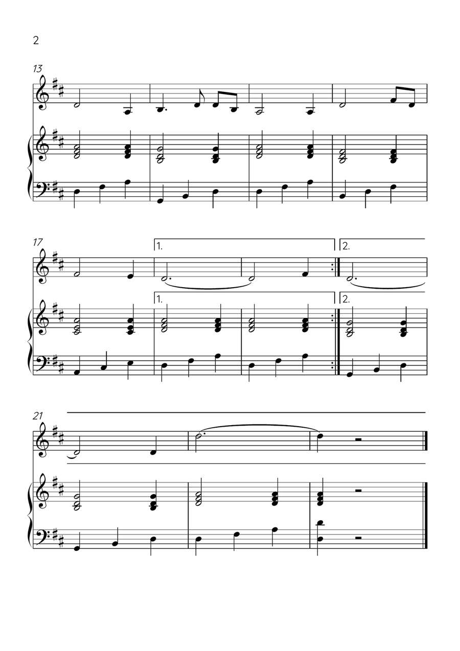 Amazing Grace - Trumpet Bb and Piano in D Major - Easy Level B-Flat Trumpet scores gallery preview page 2