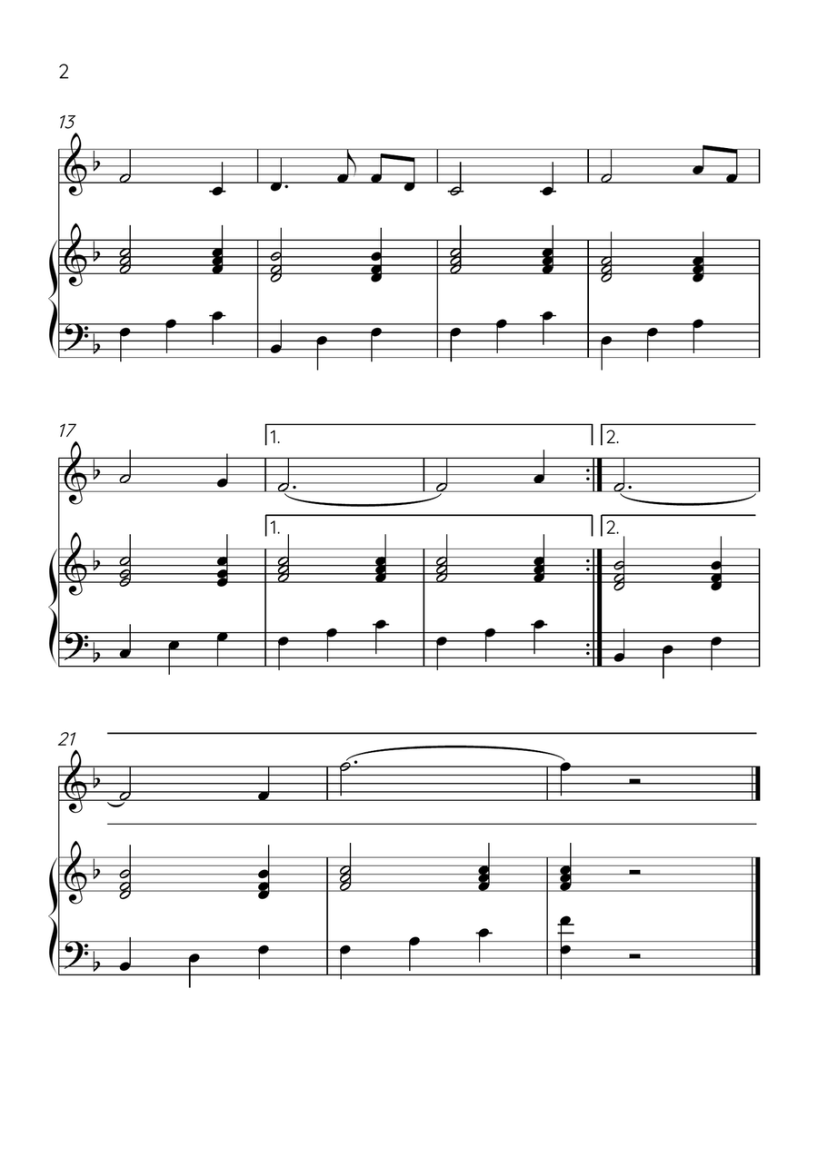 Amazing Grace - Trumpet Bb and Piano in F Major - Easy Level B-Flat Trumpet scores gallery preview page 2