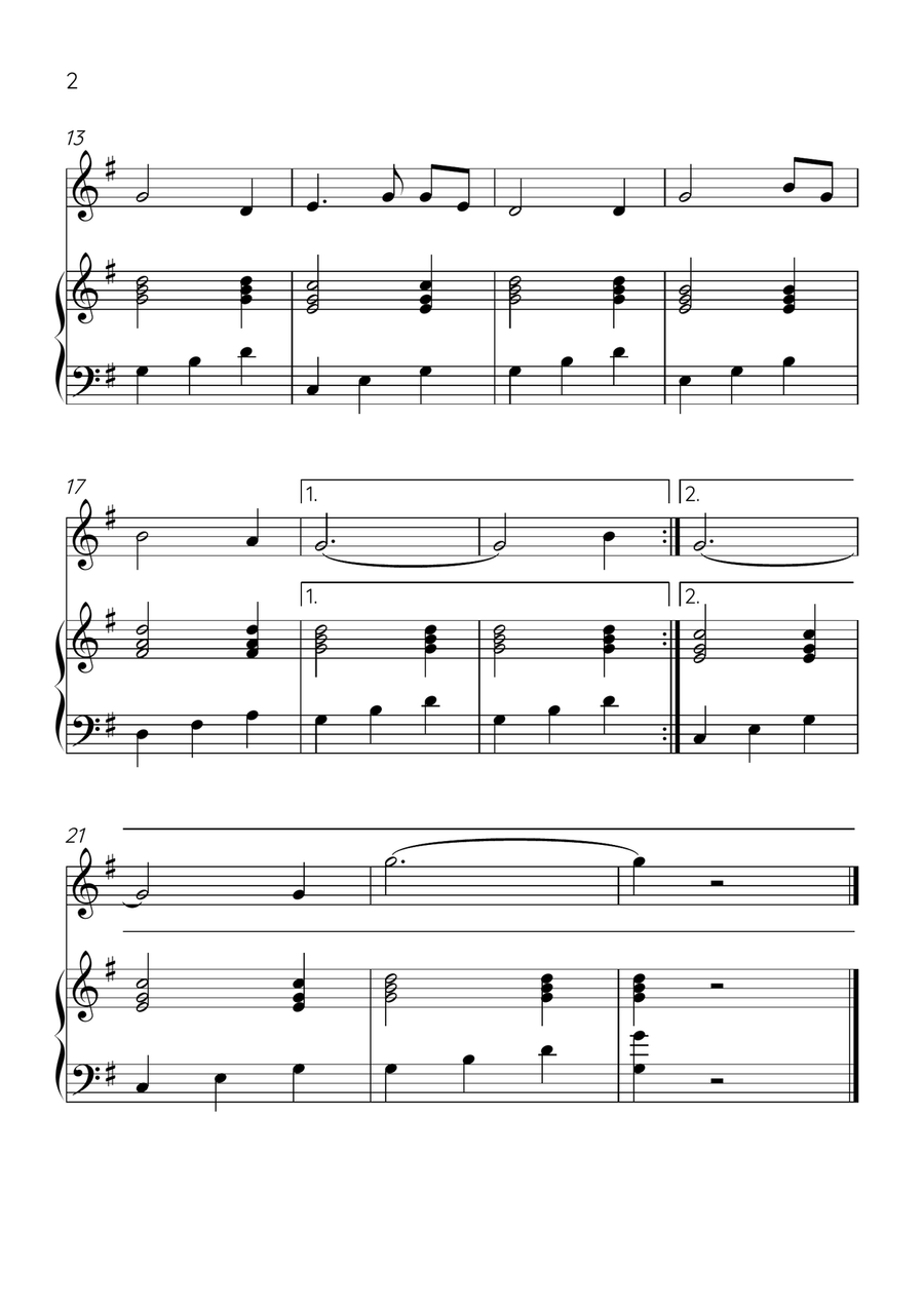 Amazing Grace - Trumpet Bb and Piano in G Major - Easy Level B-Flat Trumpet scores gallery preview page 2