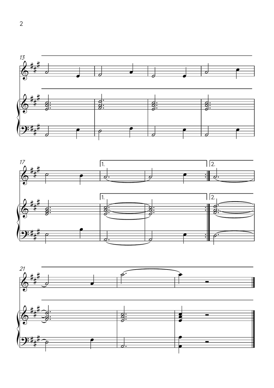 Amazing Grace - Violin and Piano in A Major - Beginner Level Violin Solo scores gallery preview page 2