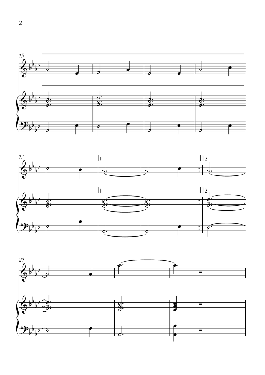 Amazing Grace - Violin and Piano in Ab Major - Beginner Level Violin Solo scores gallery preview page 2