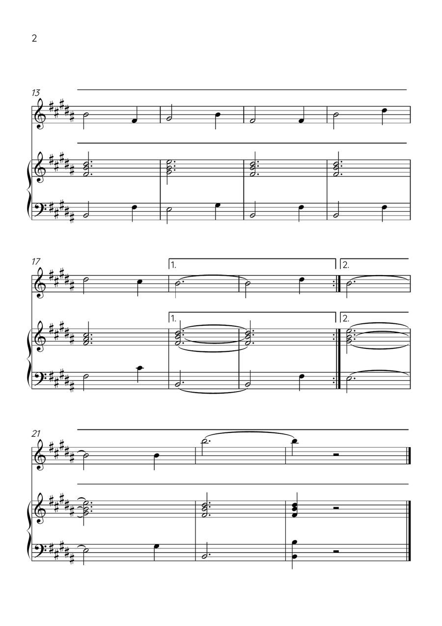 Amazing Grace - Violin and Piano in B Major - Beginner Level Violin Solo scores gallery preview page 2