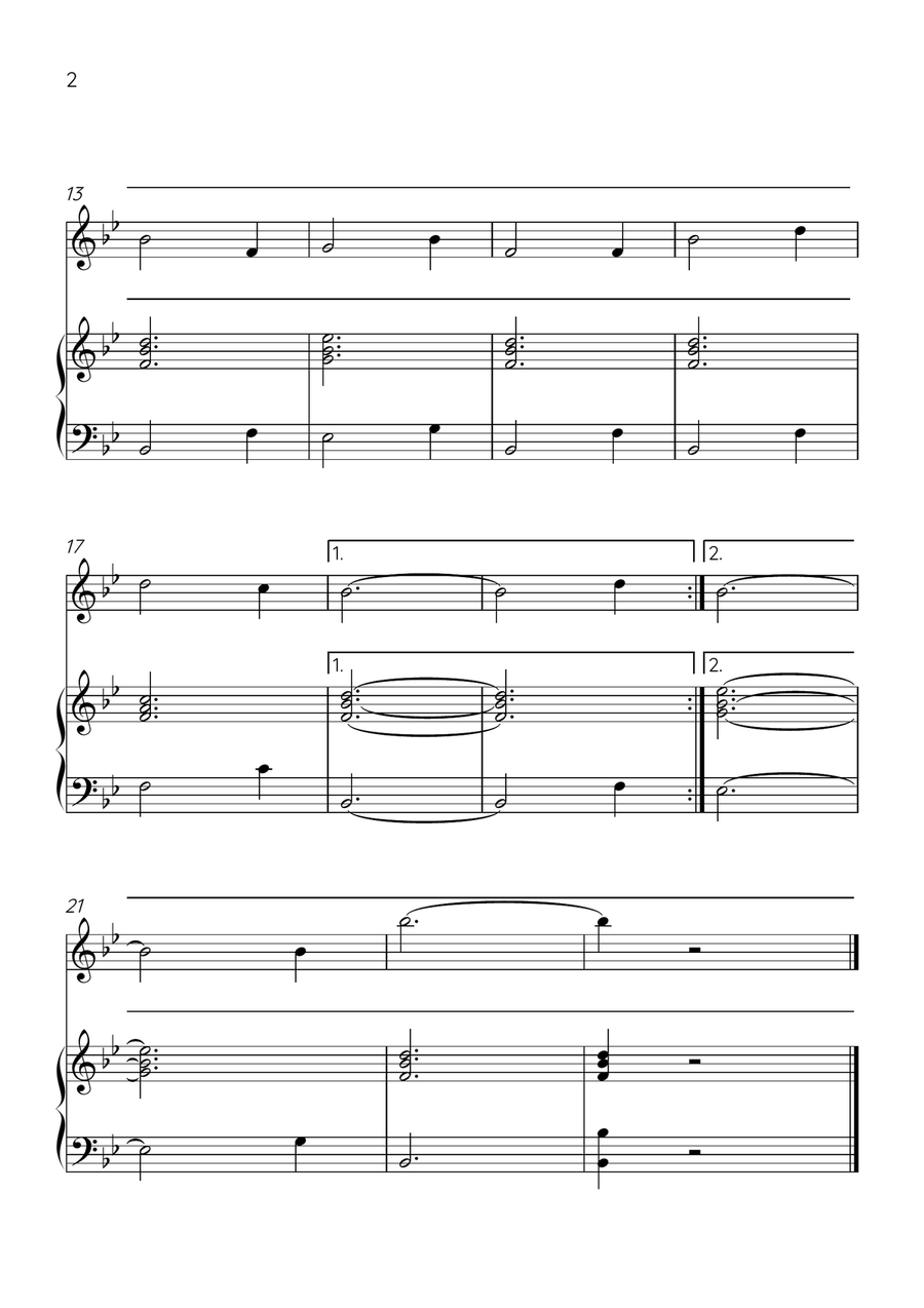 Amazing Grace - Violin and Piano in Bb Major - Beginner Level Violin Solo scores gallery preview page 2