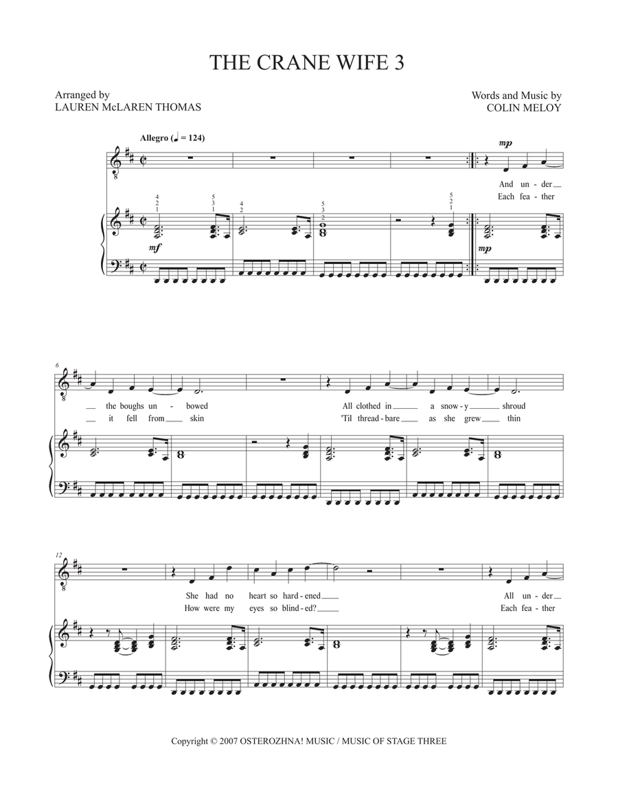 The Crane Wife 3 The Crane Wife 3 Piano, Vocal scores gallery preview page 1
