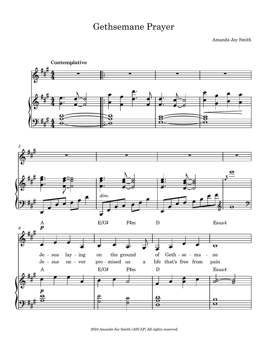 Gethesemane Prayer Gethesemane Prayer Piano, Vocal scores gallery preview page 1
