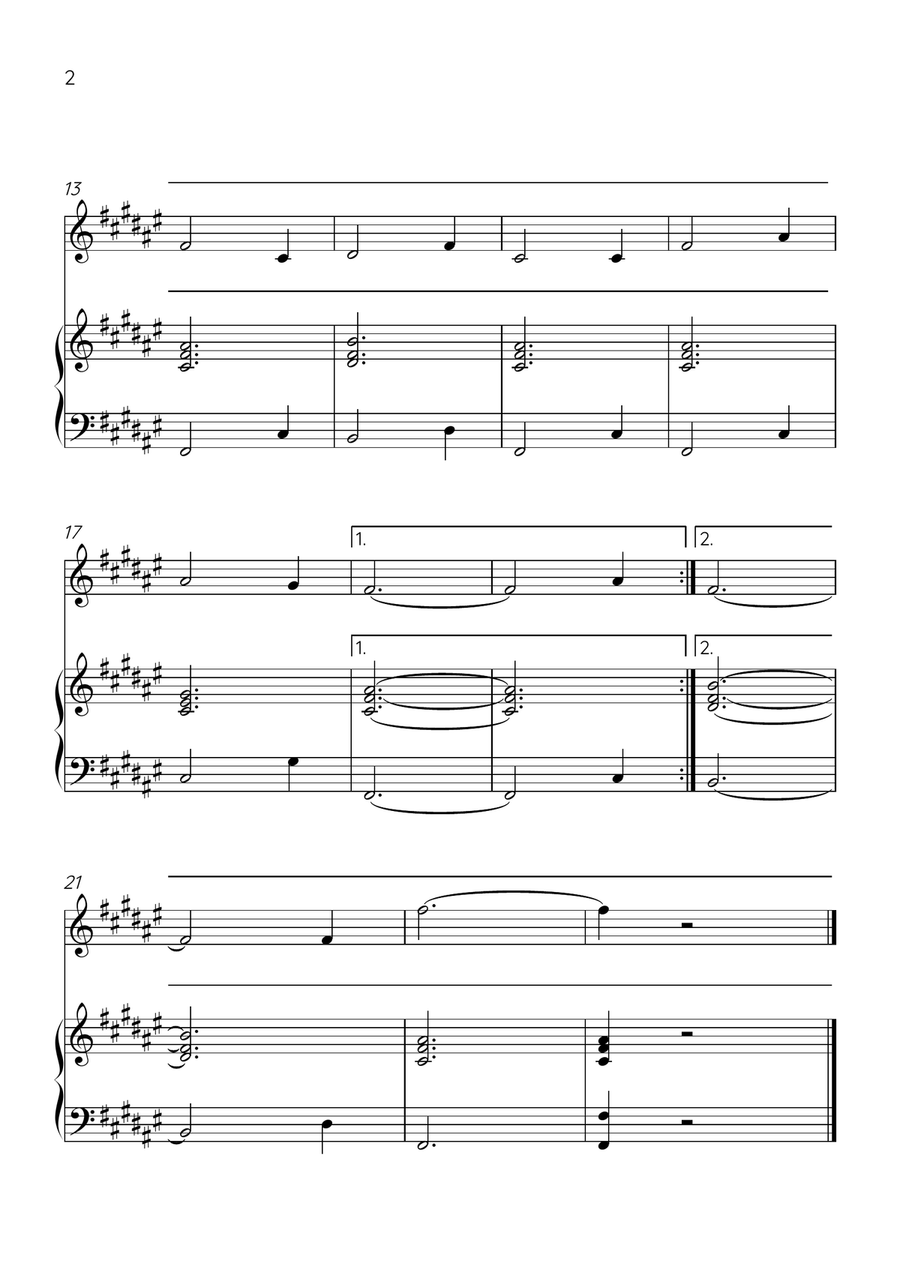 Amazing Grace - Violin and Piano in F# Major - Beginner Level Violin Solo scores gallery preview page 2