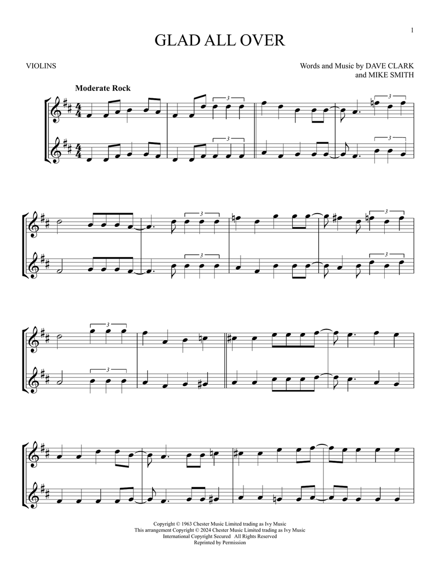 Glad All Over Glad All Over String Duet scores gallery preview page 1