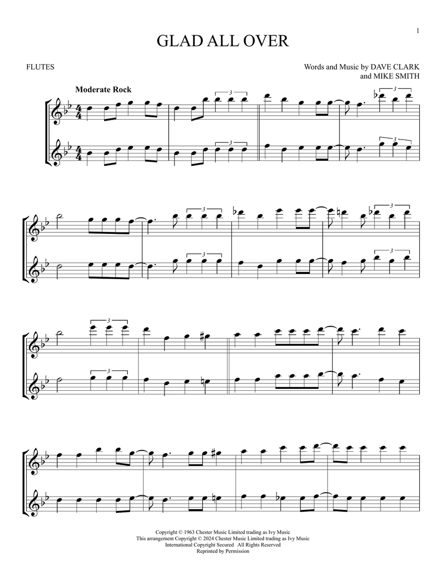 Glad All Over Glad All Over Flute Duet scores gallery preview page 1