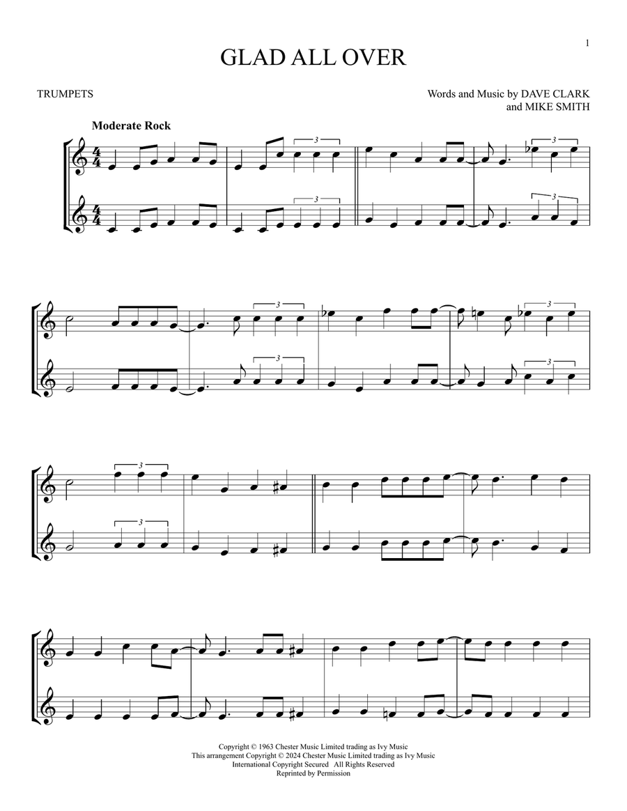 Glad All Over Glad All Over Trumpet Duet scores gallery preview page 1