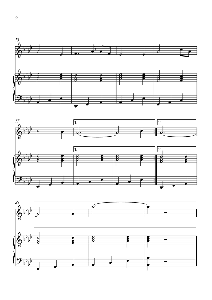 Amazing Grace - Violin and Piano in Ab Major - Easy Level Violin Solo scores gallery preview page 2