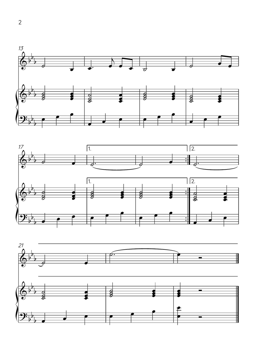 Amazing Grace - Violin and Piano in Eb Major - Easy Level Violin Solo scores gallery preview page 2