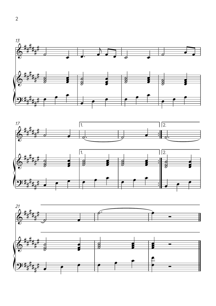 Amazing Grace - Violin and Piano in F# Major - Easy Level Violin Solo scores gallery preview page 2