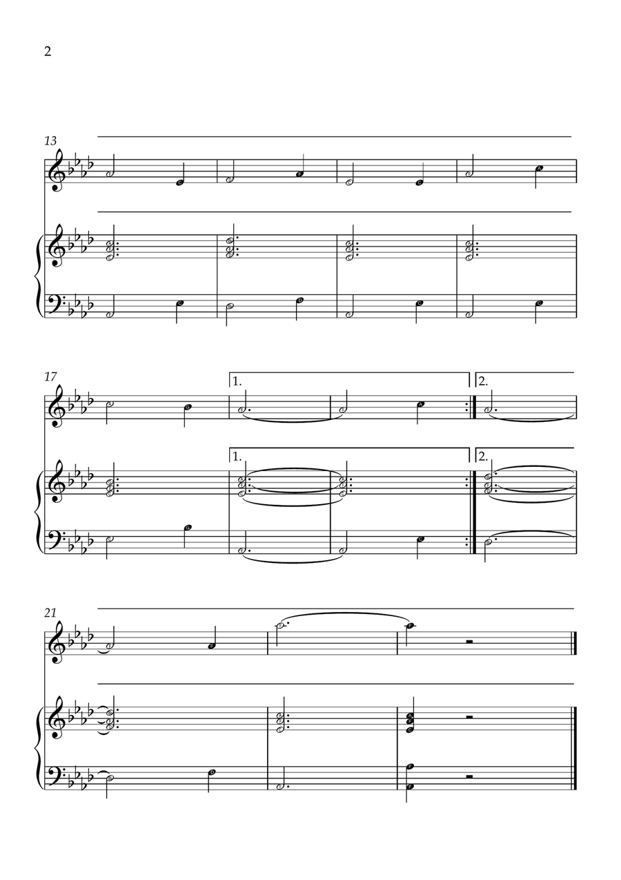 Amazing Grace - Violin and Piano in Ab Major - Beginner Level Letter Names Violin Solo scores gallery preview page 2