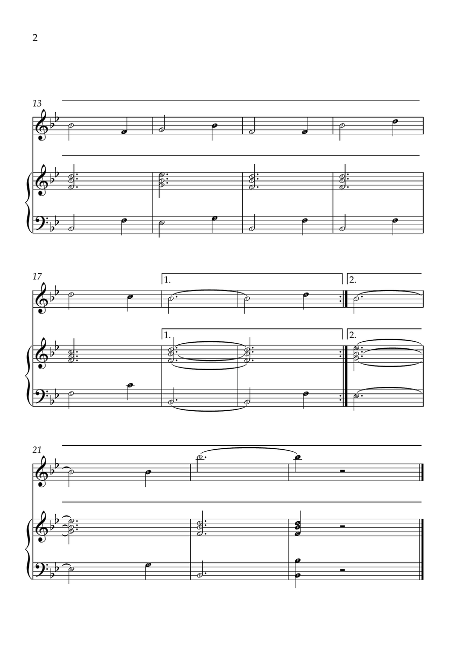 Amazing Grace - Violin and Piano in Bb Major - Beginner Level Letter Names Violin Solo scores gallery preview page 2