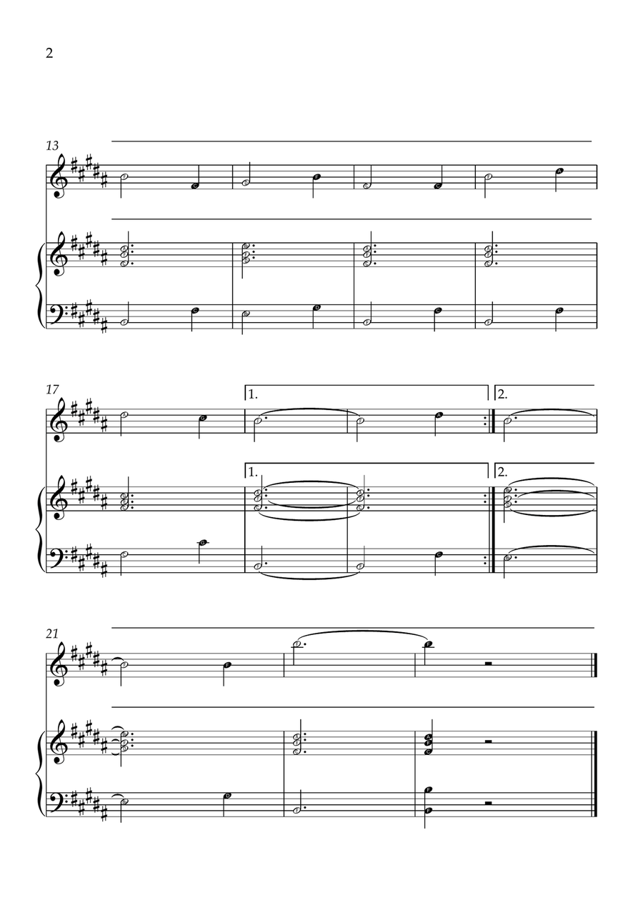 Amazing Grace - Violin and Piano in B Major - Beginner Level Letter Names Violin Solo scores gallery preview page 2