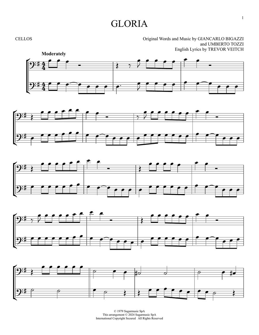 Gloria Gloria String Duet scores gallery preview page 1