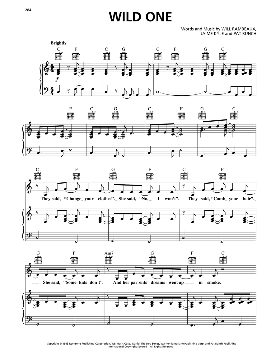 Wild One Wild One Piano, Vocal, Guitar scores gallery preview page 1