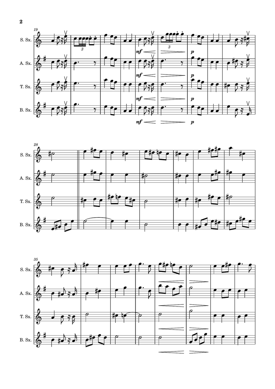 Bridal Chorus. R. Wagner - Arranged for Saxophone Quartet. Score and Parts Saxophone Quartet scores gallery preview page 2