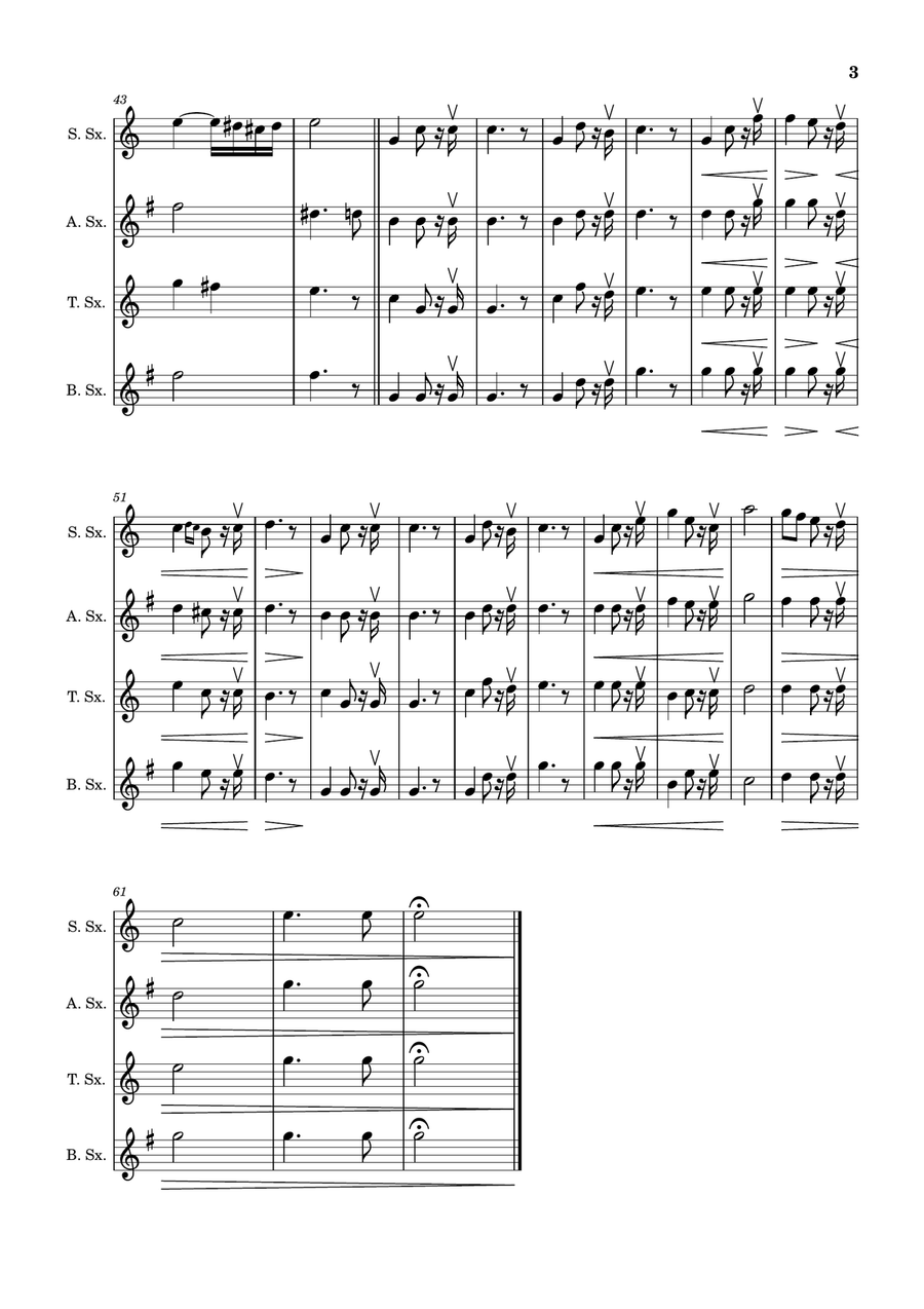 Bridal Chorus. R. Wagner - Arranged for Saxophone Quartet. Score and Parts Saxophone Quartet scores gallery preview page 3