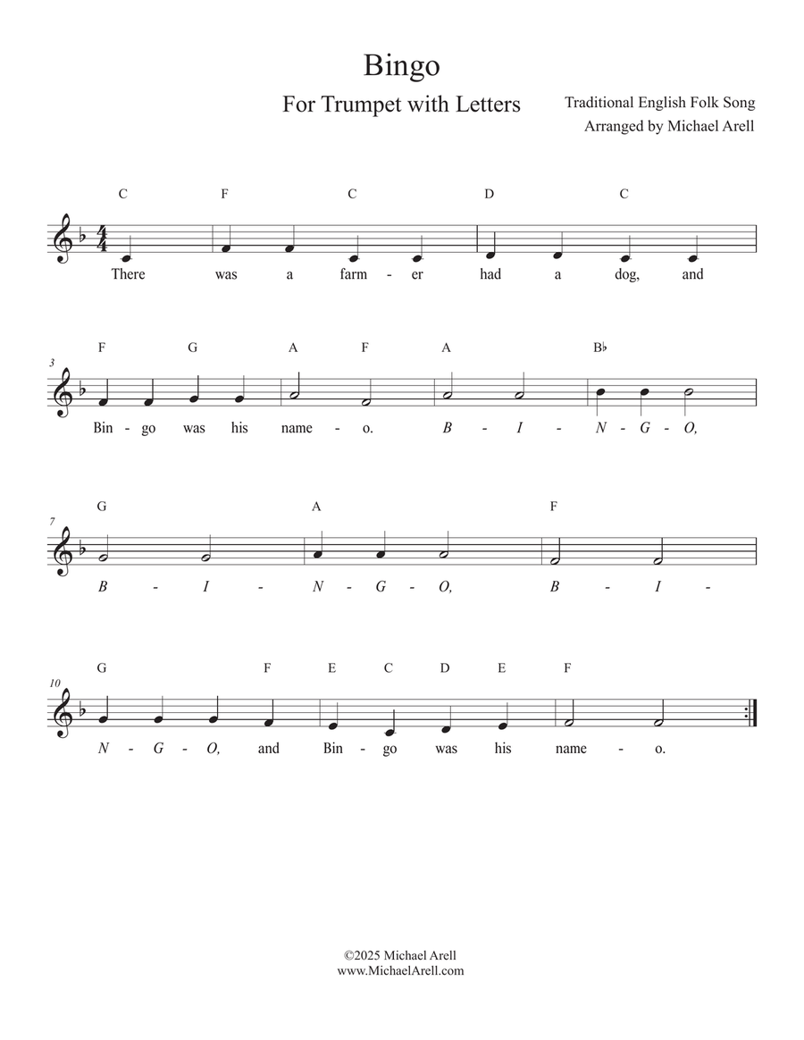 Bingo for Trumpet Bingo for Trumpet C Trumpet scores gallery preview page 1