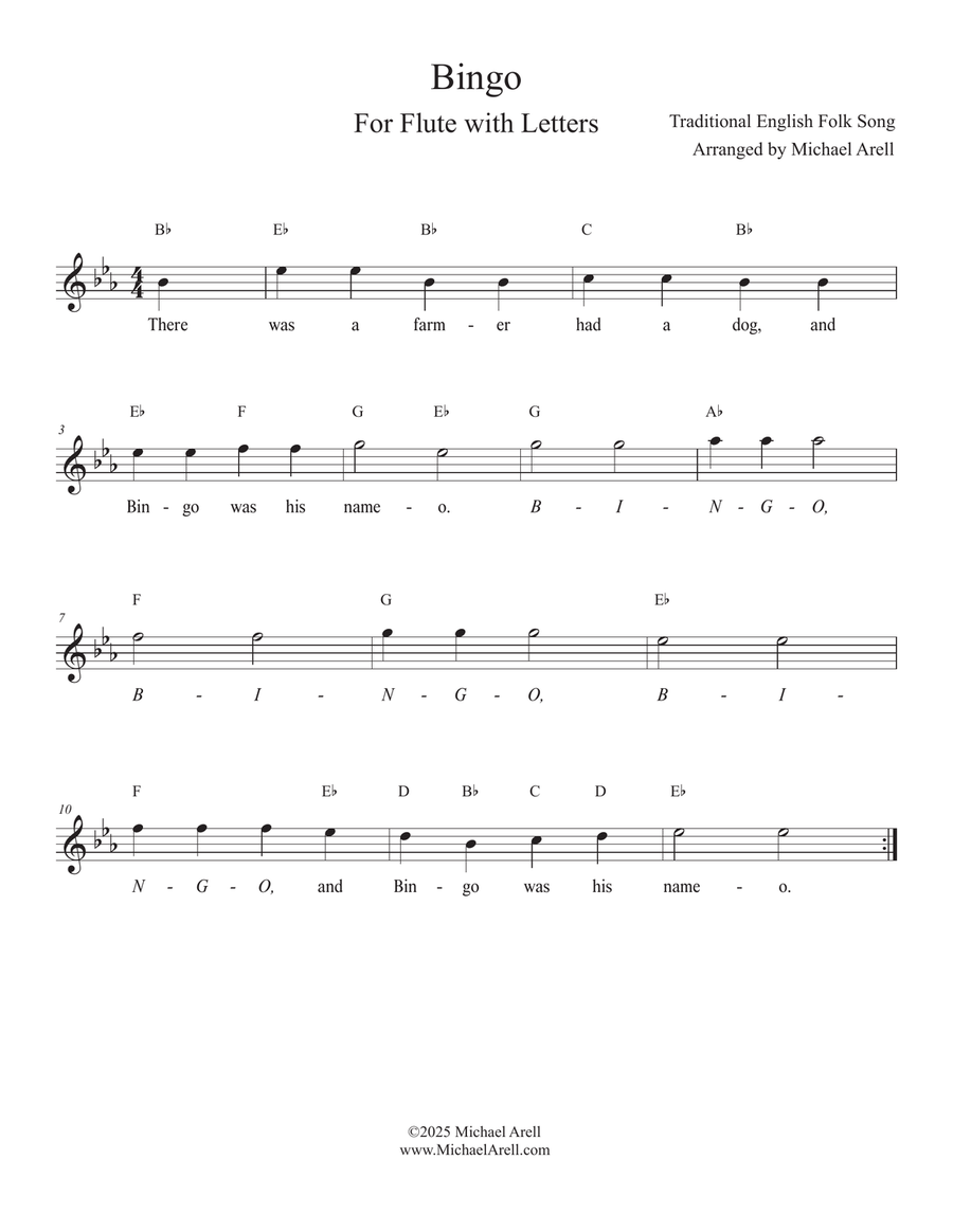 Bingo for Flute Bingo for Flute Piccolo scores gallery preview page 1
