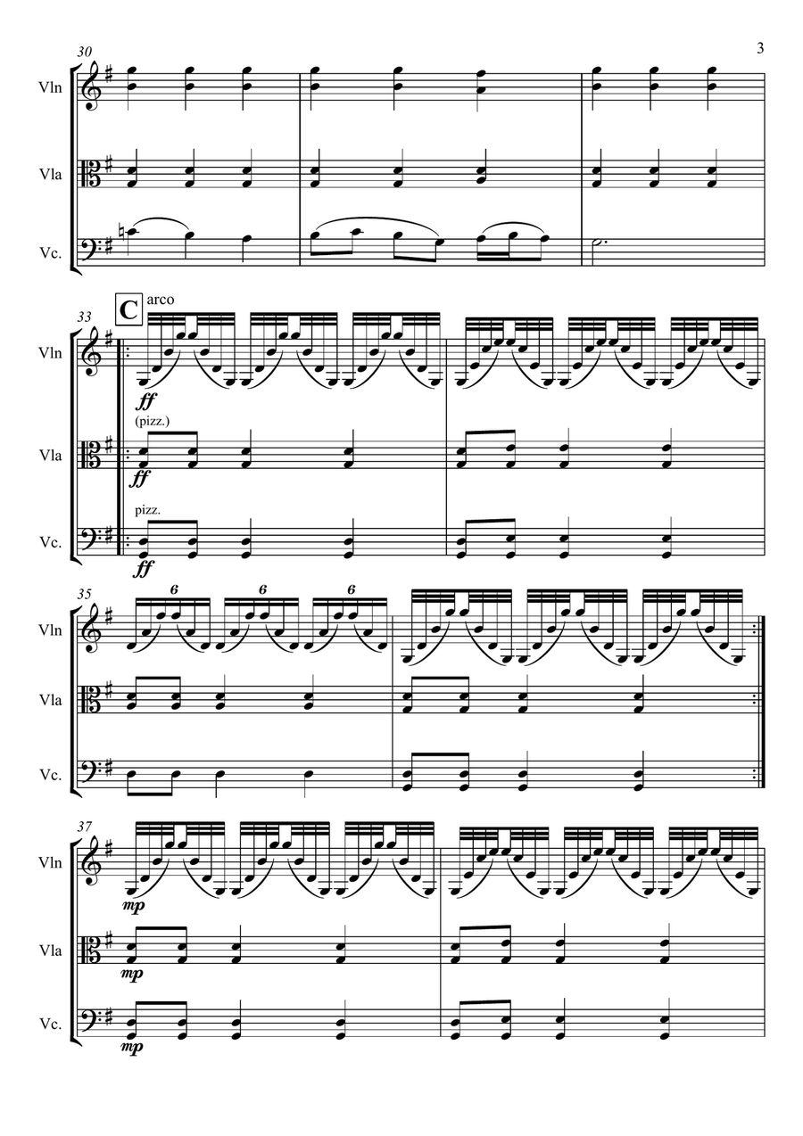 Passa Calle from La Musica Notturna delle strade di Madrid Op 30 No. 6 arr. String Trio String Trio scores gallery preview page 5