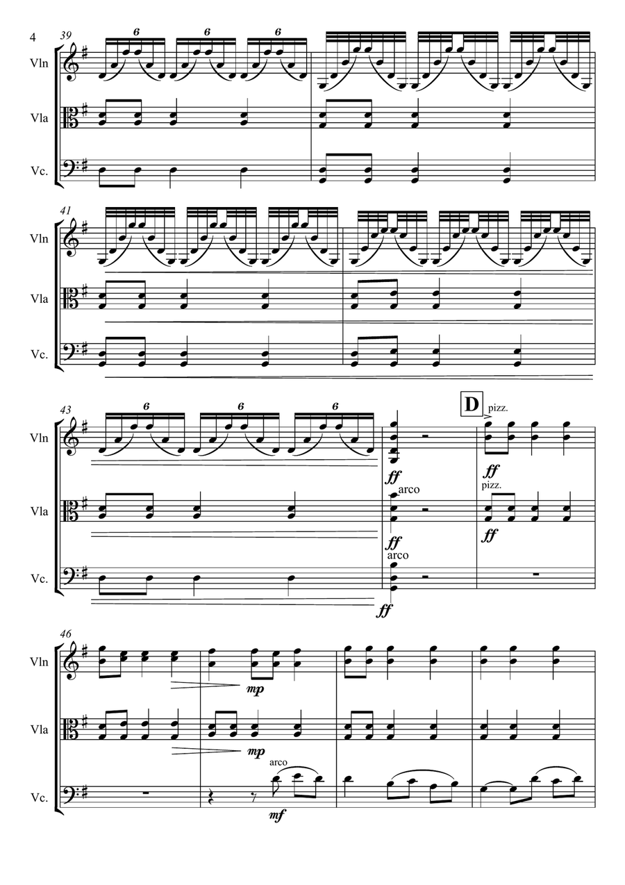 Passa Calle from La Musica Notturna delle strade di Madrid Op 30 No. 6 arr. String Trio String Trio scores gallery preview page 6