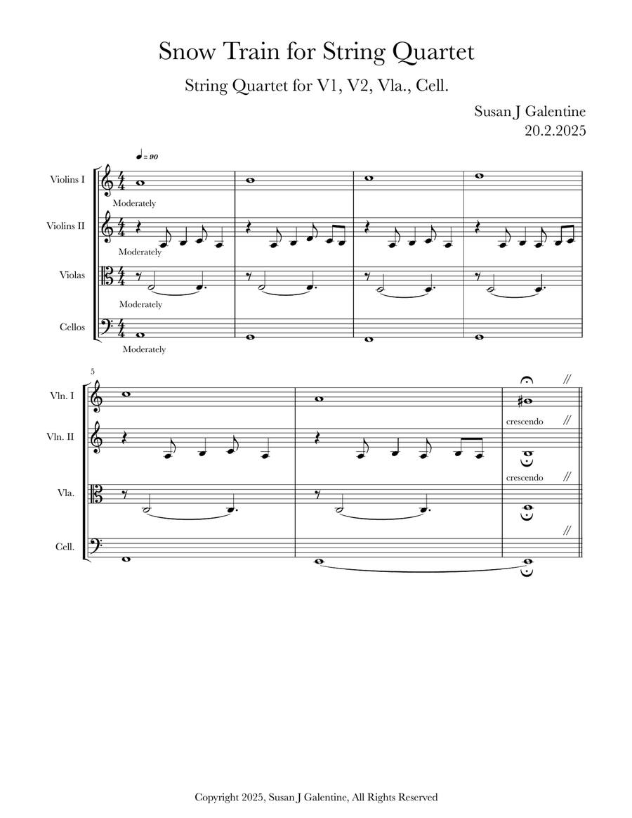 Snow Train for String Quartet String Quartet scores gallery preview page 1