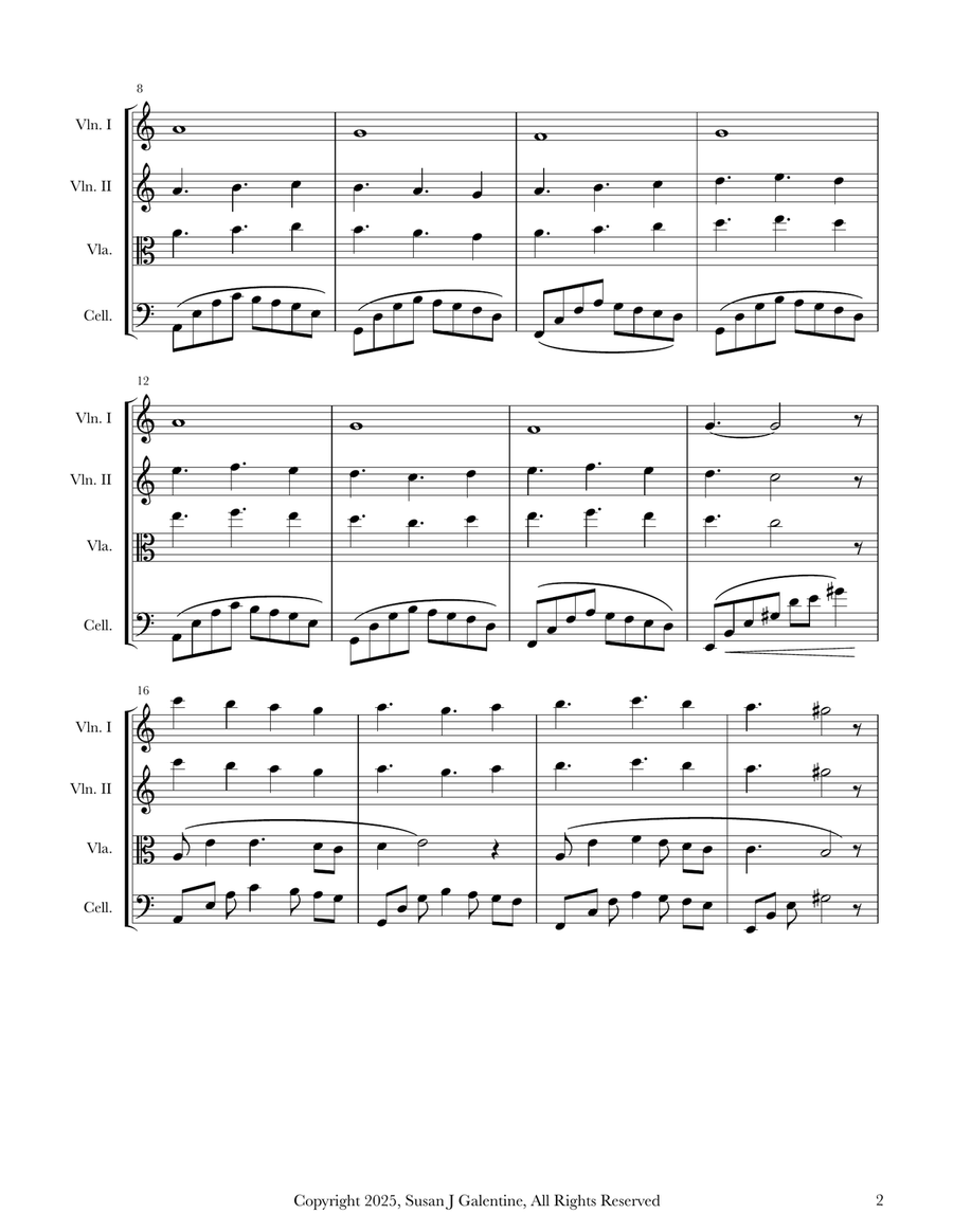 Snow Train for String Quartet String Quartet scores gallery preview page 2