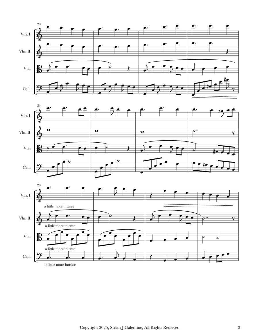 Snow Train for String Quartet String Quartet scores gallery preview page 3