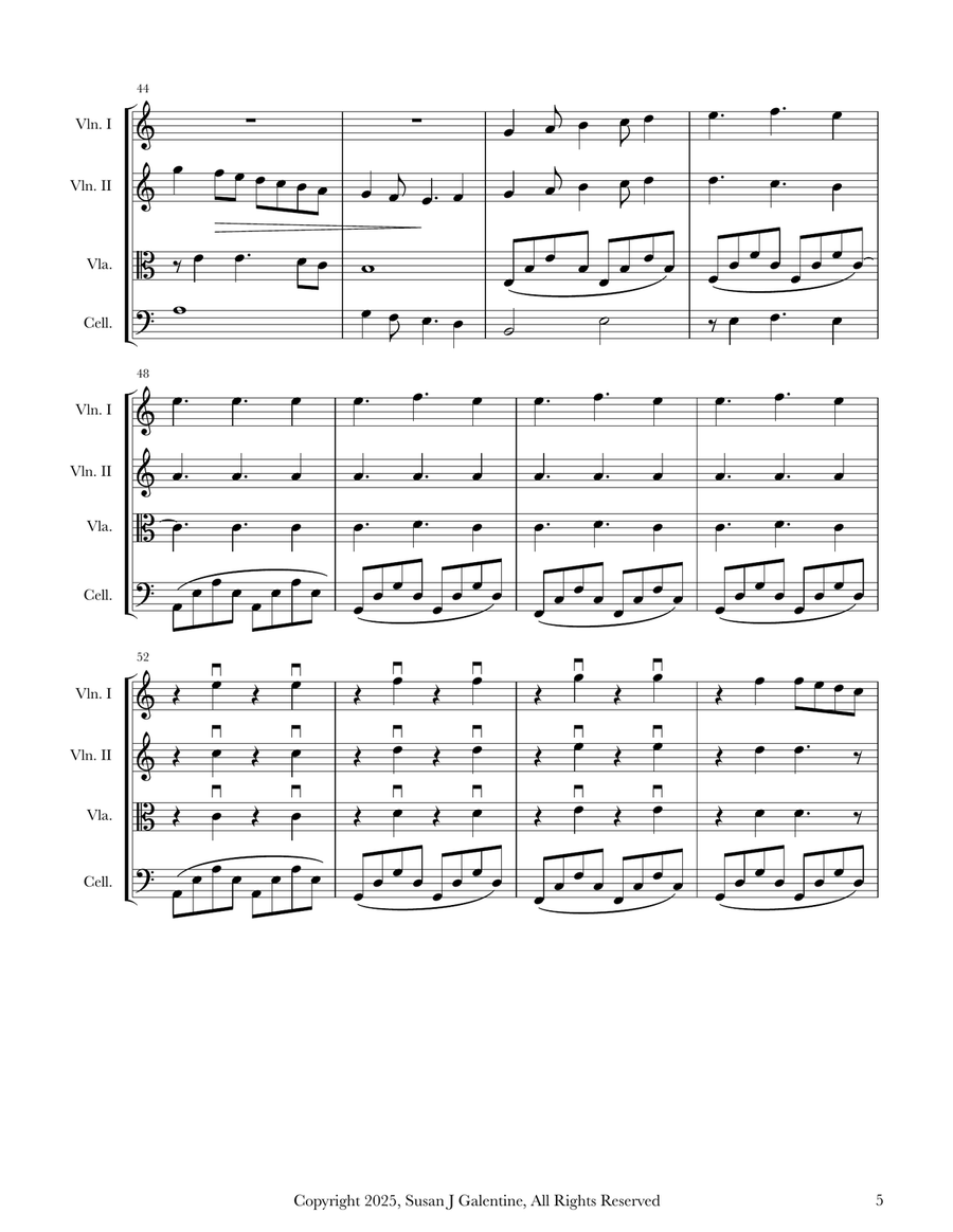 Snow Train for String Quartet String Quartet scores gallery preview page 5