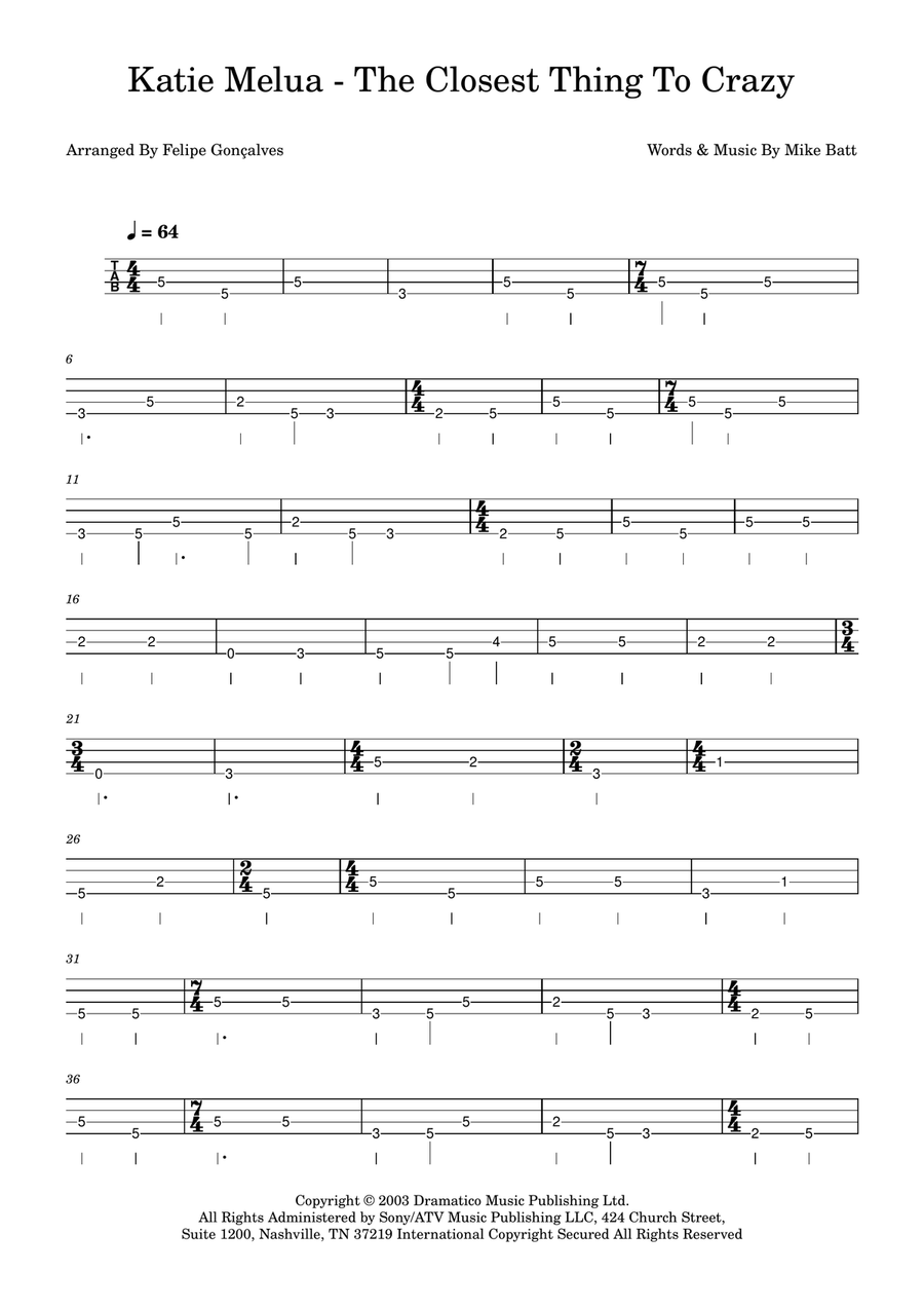 The Closest Thing To Crazy Acoustic Guitar scores gallery preview page 1