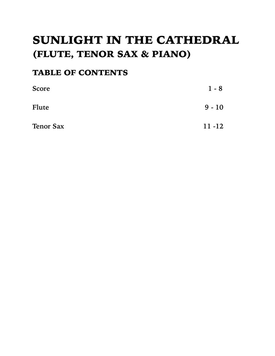 Sunlight in the Cathedral (Mountain Prelude): Trio for Flute, Tenor Sax and Piano Small Ensemble scores gallery preview page 4