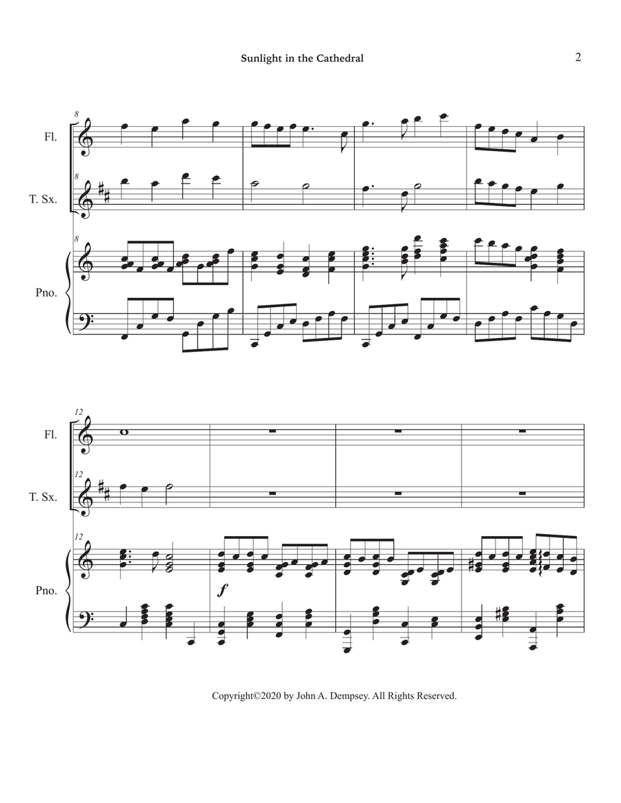 Sunlight in the Cathedral (Mountain Prelude): Trio for Flute, Tenor Sax and Piano Small Ensemble scores gallery preview page 6