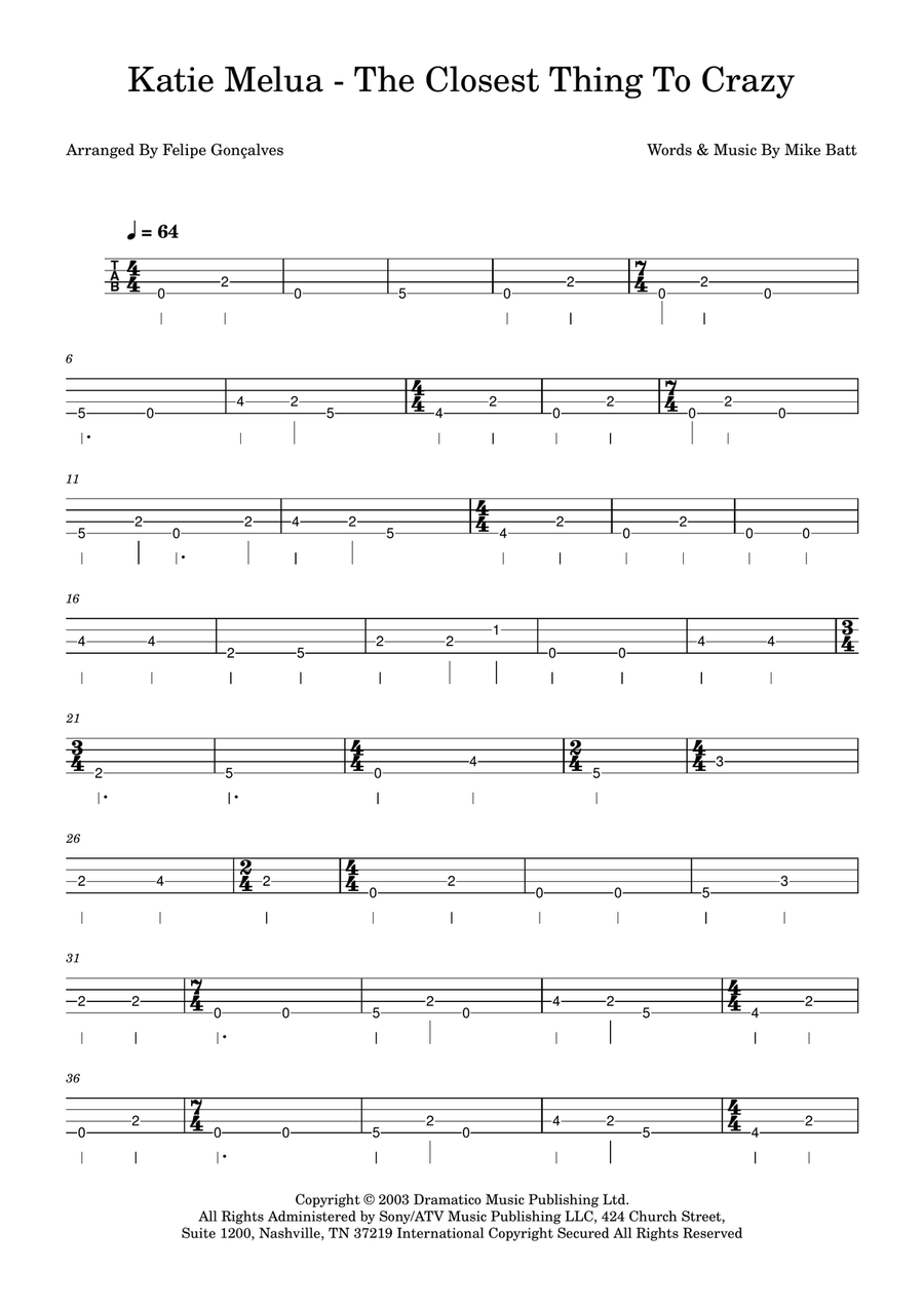 The Closest Thing To Crazy Acoustic Guitar scores gallery preview page 1