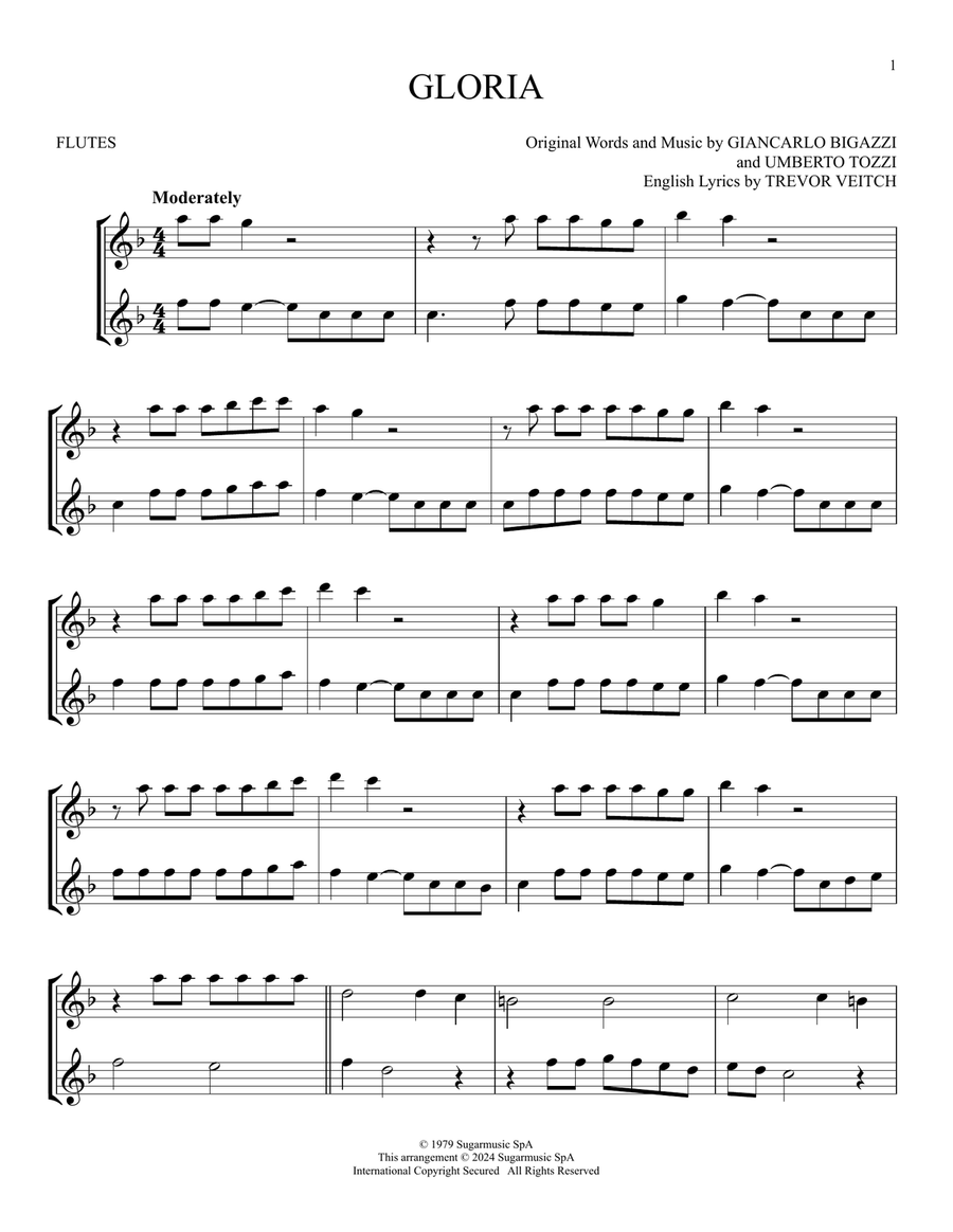 Gloria Gloria Flute Duet scores gallery preview page 1
