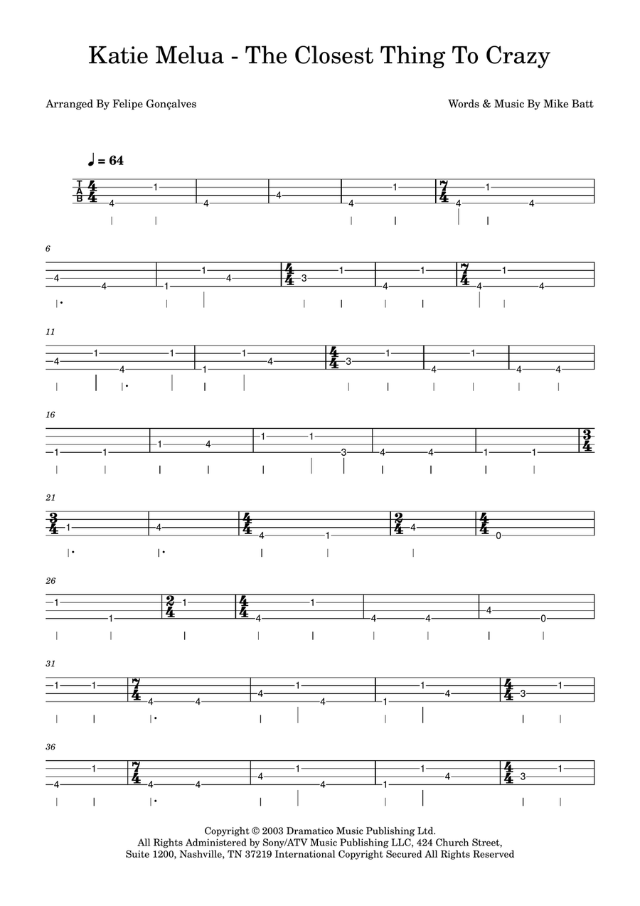 The Closest Thing To Crazy Acoustic Guitar scores gallery preview page 1