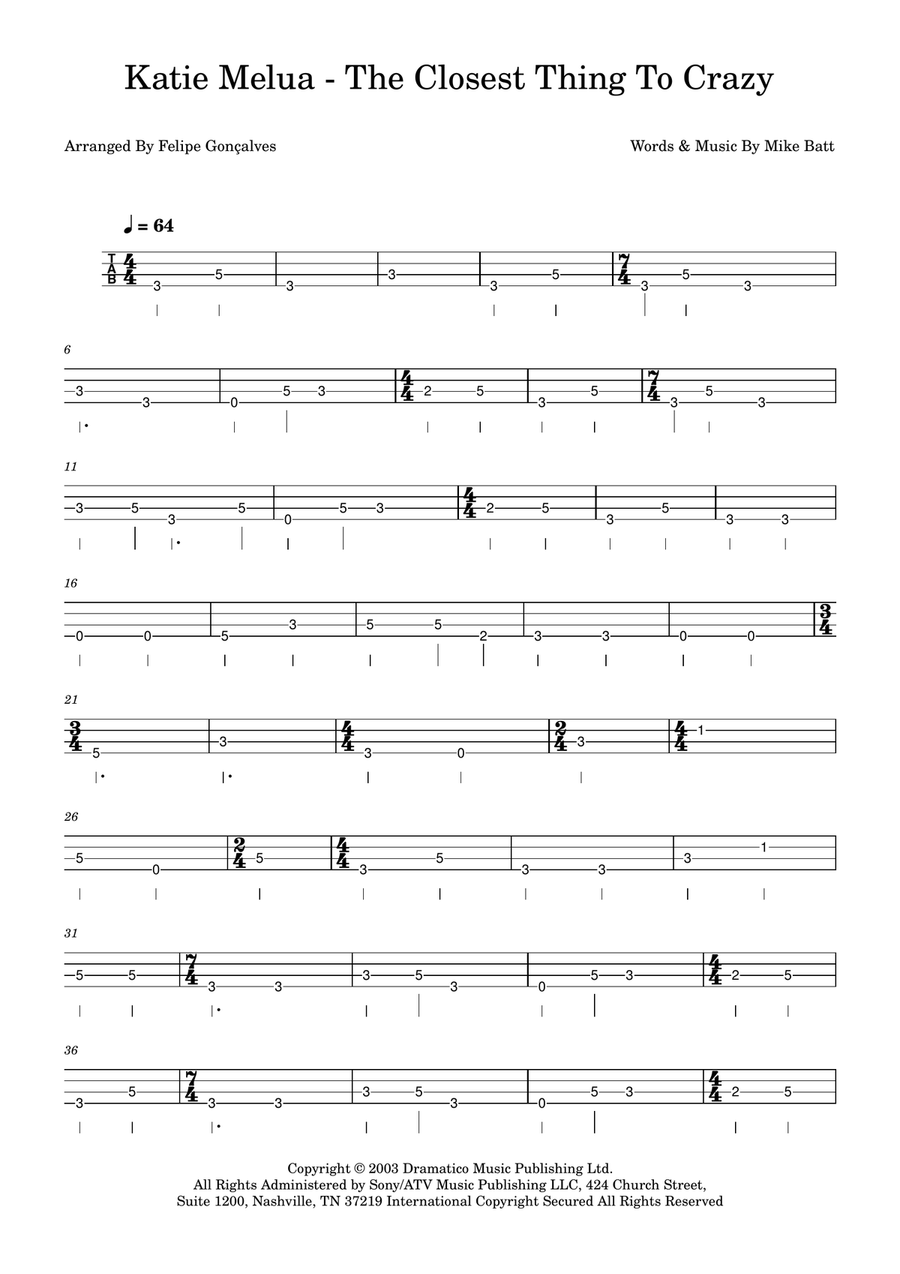 The Closest Thing To Crazy Acoustic Guitar scores gallery preview page 1