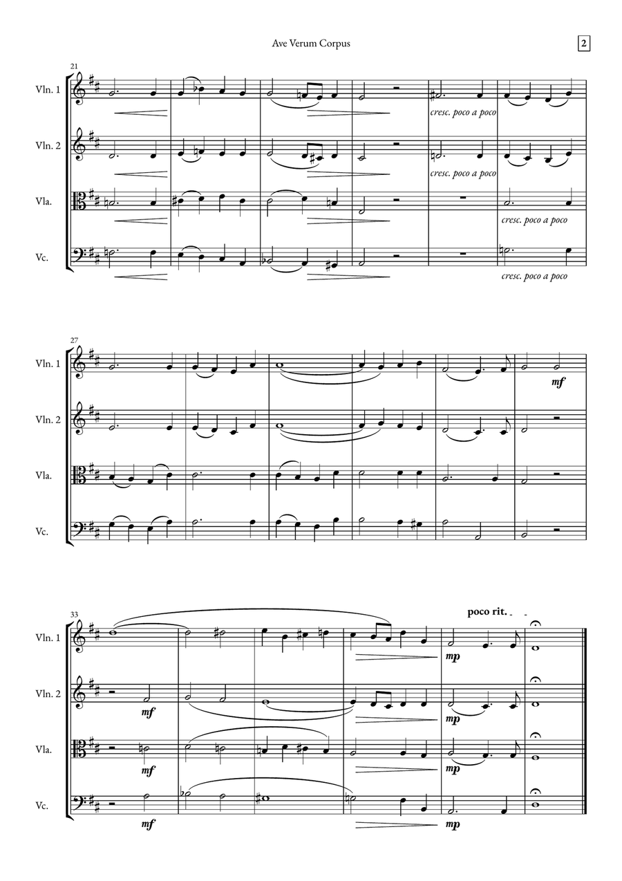Ave Verum Corpus String Quartet scores gallery preview page 2