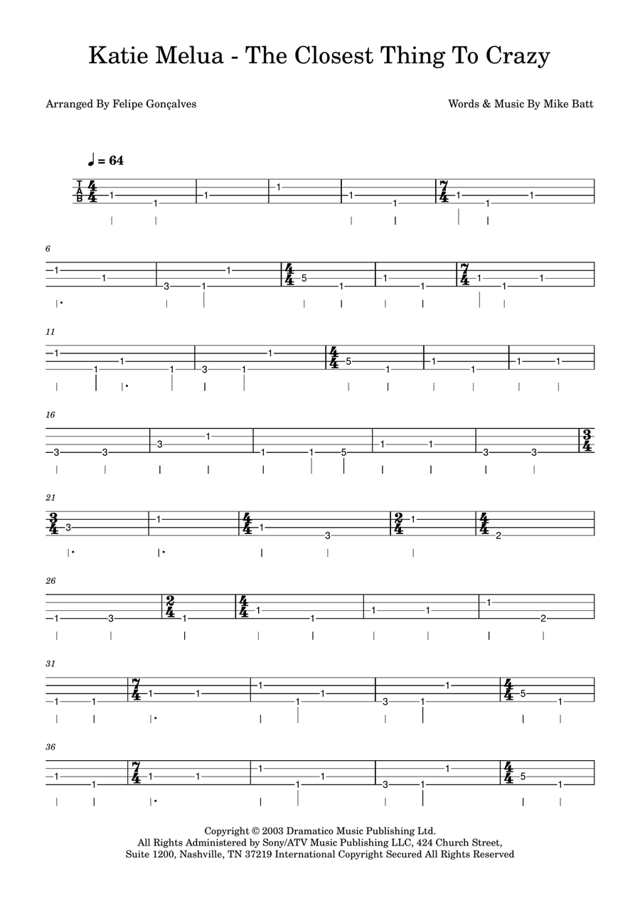 The Closest Thing To Crazy Acoustic Guitar scores gallery preview page 1