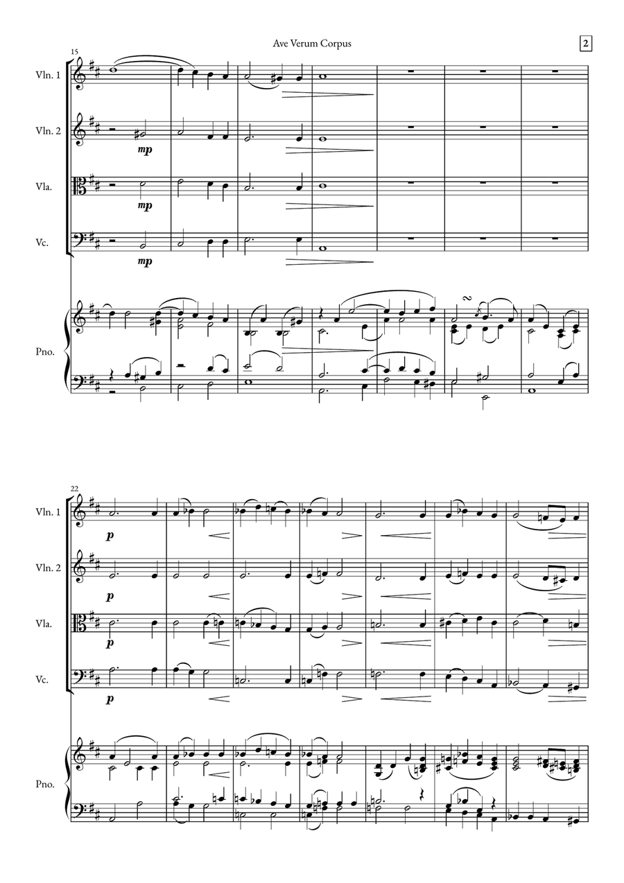 Ave Verum Corpus String Quartet scores gallery preview page 2