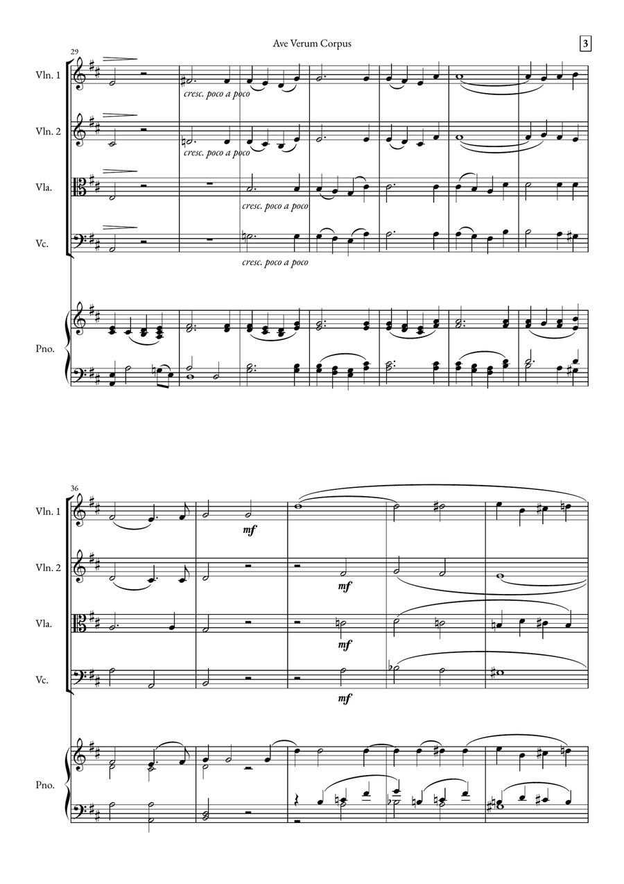 Ave Verum Corpus String Quartet scores gallery preview page 3