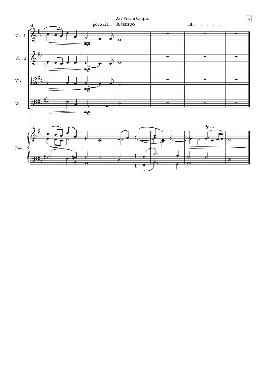 Ave Verum Corpus String Quartet scores gallery preview page 4
