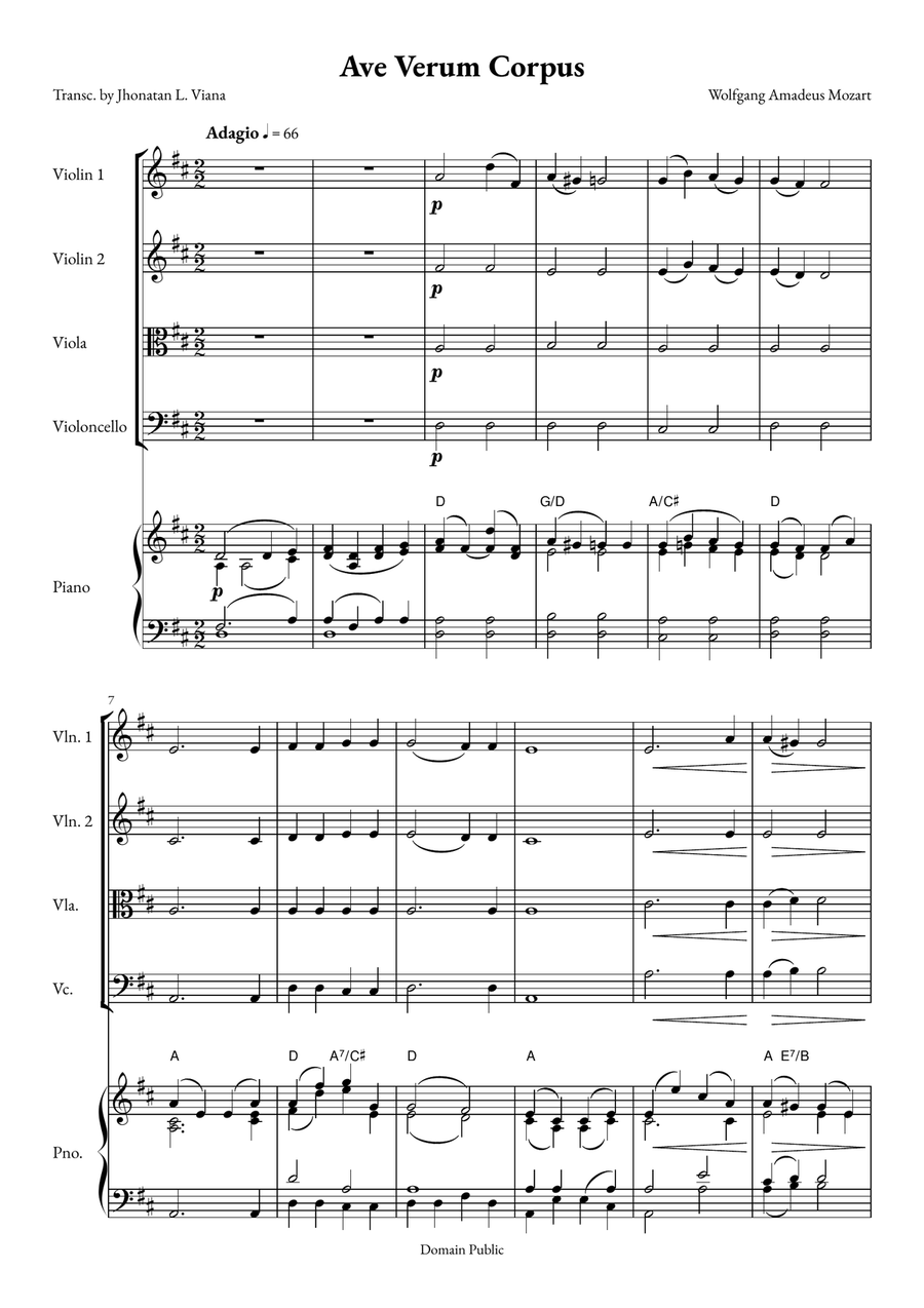 Ave Verum Corpus String Quartet scores gallery preview page 1