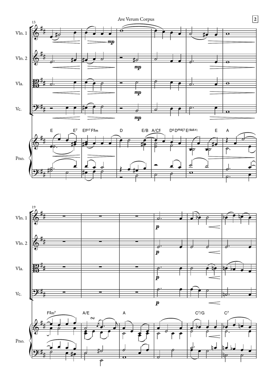 Ave Verum Corpus String Quartet scores gallery preview page 2