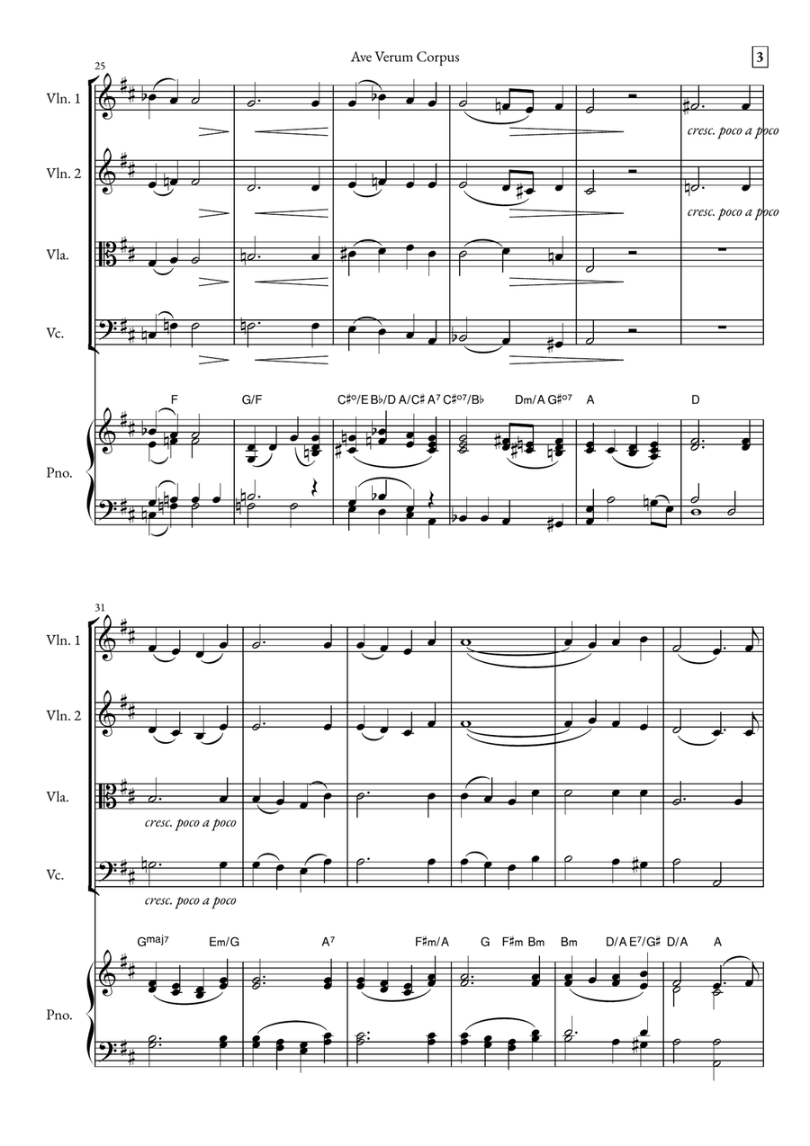 Ave Verum Corpus String Quartet scores gallery preview page 3
